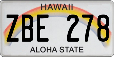 HI license plate ZBE278