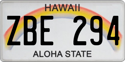 HI license plate ZBE294