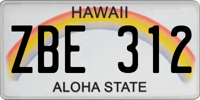 HI license plate ZBE312
