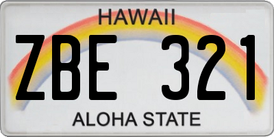 HI license plate ZBE321