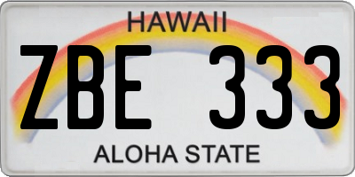 HI license plate ZBE333