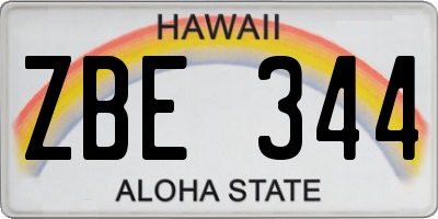 HI license plate ZBE344