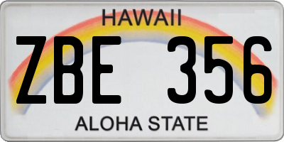 HI license plate ZBE356