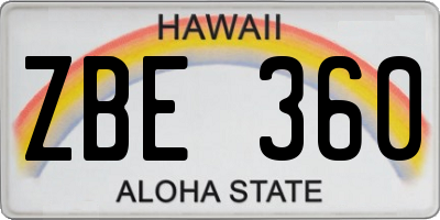 HI license plate ZBE360