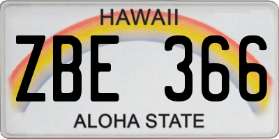 HI license plate ZBE366