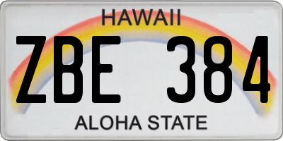 HI license plate ZBE384