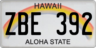 HI license plate ZBE392