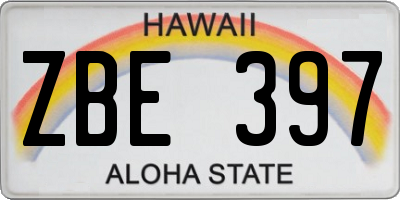 HI license plate ZBE397