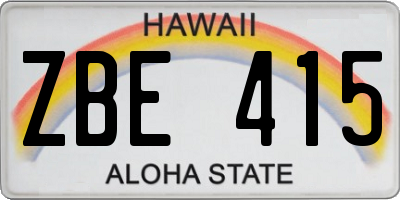 HI license plate ZBE415