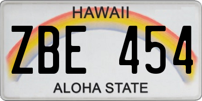HI license plate ZBE454