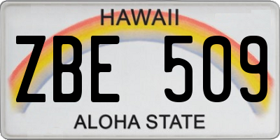 HI license plate ZBE509