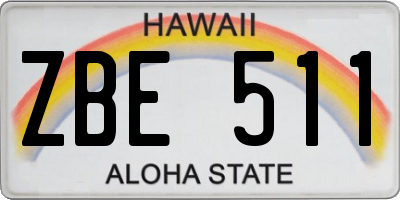 HI license plate ZBE511