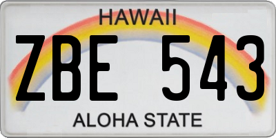 HI license plate ZBE543
