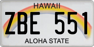 HI license plate ZBE551