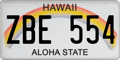 HI license plate ZBE554