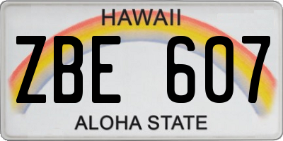 HI license plate ZBE607