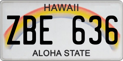 HI license plate ZBE636