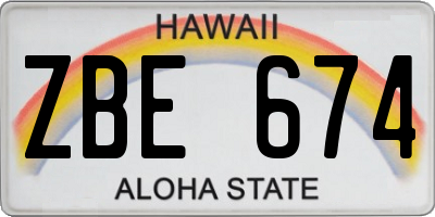 HI license plate ZBE674
