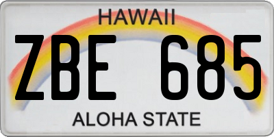 HI license plate ZBE685