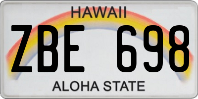 HI license plate ZBE698