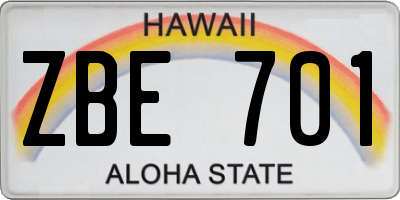 HI license plate ZBE701