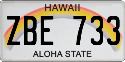HI license plate ZBE733