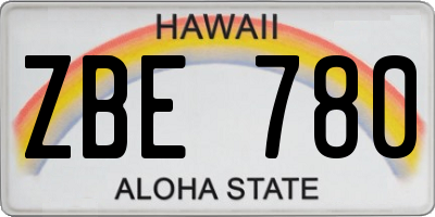 HI license plate ZBE780