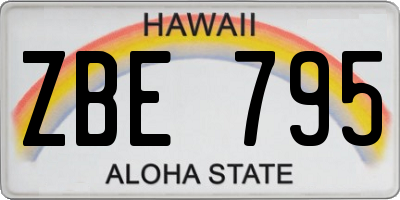 HI license plate ZBE795