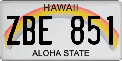HI license plate ZBE851