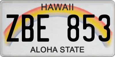 HI license plate ZBE853
