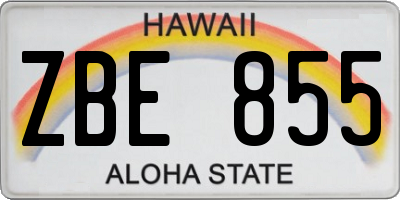 HI license plate ZBE855