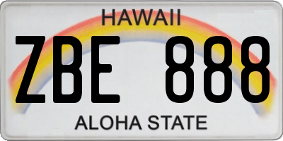 HI license plate ZBE888