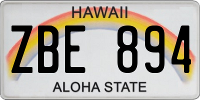 HI license plate ZBE894