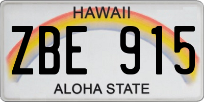 HI license plate ZBE915
