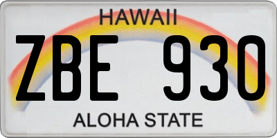 HI license plate ZBE930