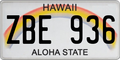 HI license plate ZBE936