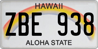 HI license plate ZBE938