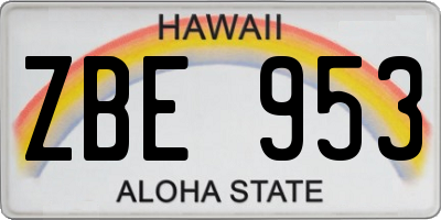 HI license plate ZBE953