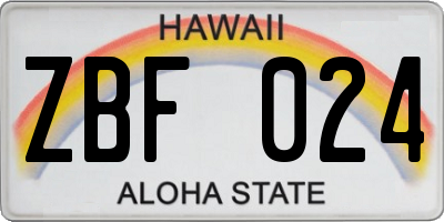 HI license plate ZBF024