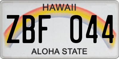 HI license plate ZBF044