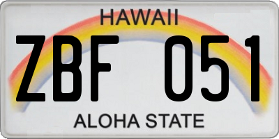 HI license plate ZBF051