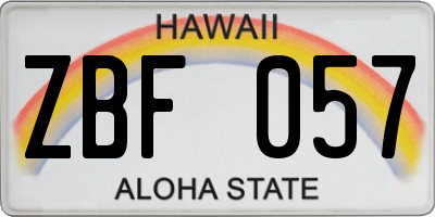 HI license plate ZBF057