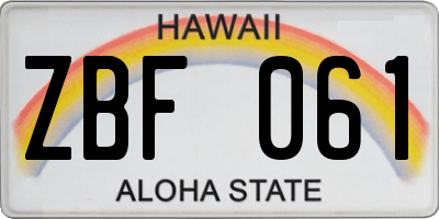 HI license plate ZBF061