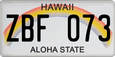 HI license plate ZBF073