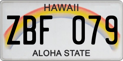 HI license plate ZBF079