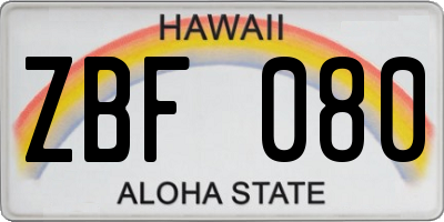 HI license plate ZBF080