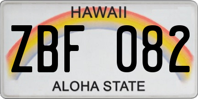 HI license plate ZBF082
