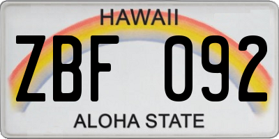 HI license plate ZBF092