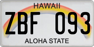 HI license plate ZBF093