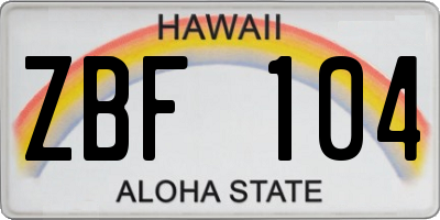 HI license plate ZBF104